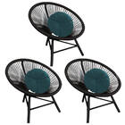 Kit 03 Poltrona Cadeira Acapulco Sala Jardim Varanda Preto Co