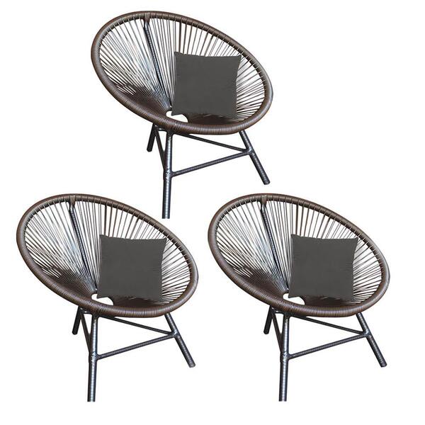 Kit 03 Poltrona Cadeira Corino Cinza