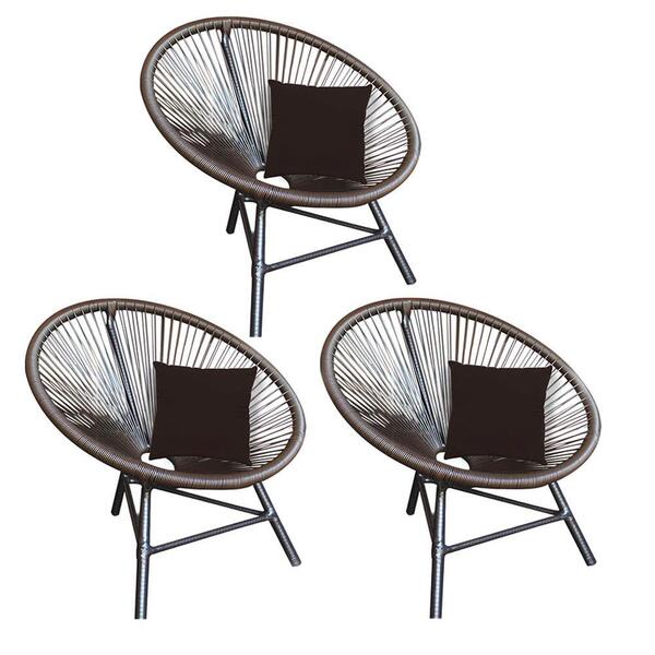 Kit 03 Poltrona Cadeira Corino Marrom