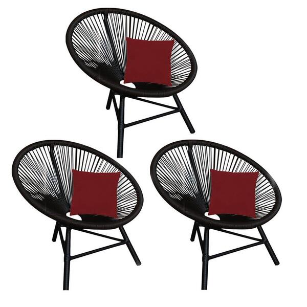 Kit 03 Poltrona Cadeira Corino Vermelho