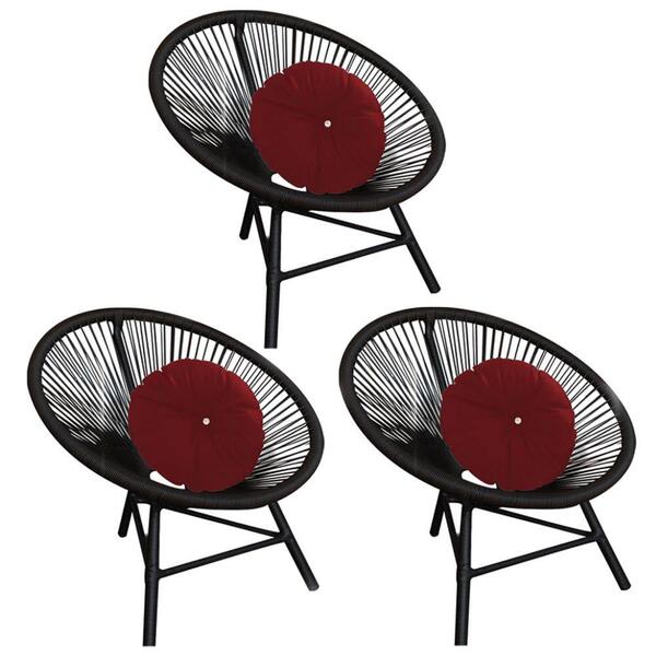 Kit 03 Poltrona Cadeira Corino Vermelho