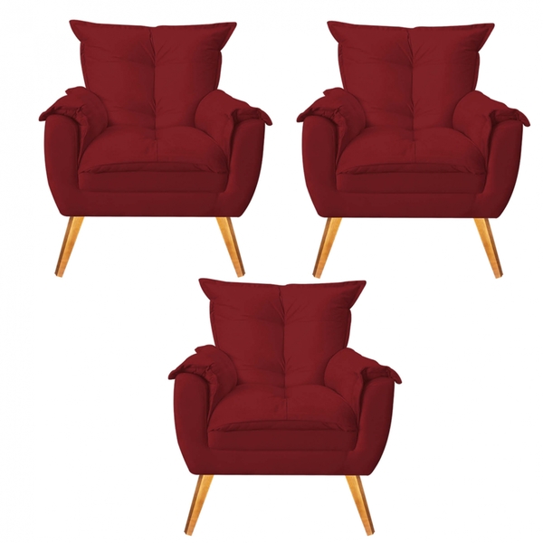 Kit 03 Poltrona Cadeira Jade Confort Decorativa Quarto Sala S