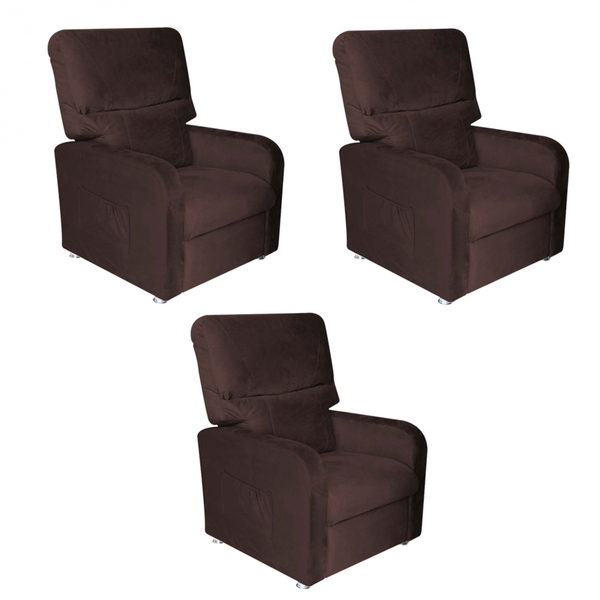 Kit 03 Poltrona Do Papai Reclinável 2 Em 1 Gran Stan Suede Ma