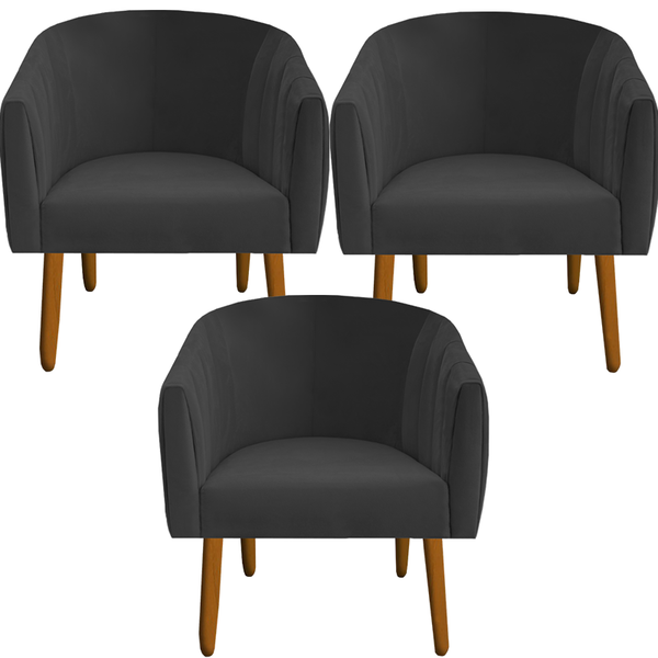 Kit 03 Poltrona Julia Decoração Salão Cadeira Escritório Rece