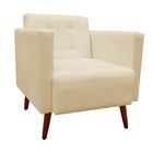 Kit 03 Poltronas  Decorativa Isa Pés Palito Suede Bege- D'cla