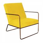 Kit 03 Poltronas Cadeira Malta Aramado Bronze Corino Amarelo