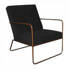 Kit 03 Poltronas Cadeira Malta Aramado Bronze Corino Preto