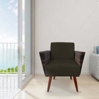 Kit 03 Poltronas Chanel Braça Tramada Pés Palito Suede Marrom