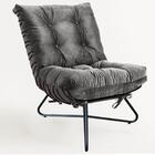 Kit 03 Poltronas Costela Ferro Industrial Corino Cinza