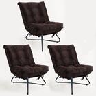 Kit 03 Poltronas Costela Ferro Industrial Suede Marrom