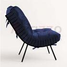 Kit 03 Poltronas Costela Industrial Ferro Preto Sala Suede Az