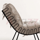 Kit 03 Poltronas Costela Industrial Ferro Preto Suede Bege