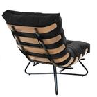 Kit 03 Poltronas Costela Madeira X Pés Cruzados Corino Preto