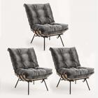 Kit 03 Poltronas Costela Suede Cinza