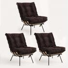 Kit 03 Poltronas Costela Suede Marrom