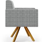 Kit 03 Poltronas Decorativa Base Giratória De Madeira Helô L0