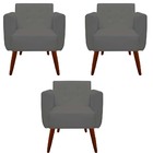 Kit 03 Poltronas Decorativa Duda Suede Grafite - D'classe Dec