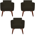 Kit 03 Poltronas Decorativa Duda Suede Marrom - D'classe Decor