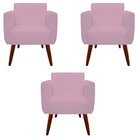Kit 03 Poltronas Decorativa Duda Suede Rosa Bebê - D'classe D