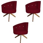 Kit 03 Poltronas Decorativa Giovana Base Giratória Suede Mars