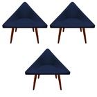 Kit 03 Poltronas Decorativa Ibiza Suede Azul Marinho - D'clas