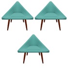Kit 03 Poltronas Decorativa Ibiza Suede Azul Tiffany - D'clas