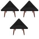 Kit 03 Poltronas Decorativa Ibiza Suede Preto - D'classe Decor