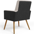 Kit 03 Poltronas Decorativa Maria W01 Pés Palito Linho Bege C