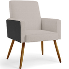 Kit 03 Poltronas Decorativa Maria W01 Pés Palito Linho Bege C