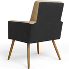 Kit 03 Poltronas Decorativa Maria W01 Pés Palito Linho Bege E