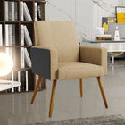 Kit 03 Poltronas Decorativa Maria W01 Pés Palito Linho Bege E