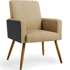 Kit 03 Poltronas Decorativa Maria W01 Pés Palito Linho Bege E