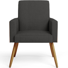 Kit 03 Poltronas Decorativa Maria W01 Pés Palito Linho Chumbo