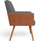 Kit 03 Poltronas Decorativa Maria W01 Pés Palito Linho Cinza