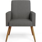 Kit 03 Poltronas Decorativa Maria W01 Pés Palito Linho Cinza