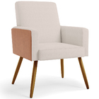 Kit 03 Poltronas Decorativa Maria W01 Pés Palito Linho Cru Co