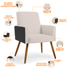 Kit 03 Poltronas Decorativa Maria W01 Pés Palito Linho Cru Co