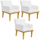 Kit 03 Poltronas Decorativa Para Sala De Estar Base Mel Beatr
