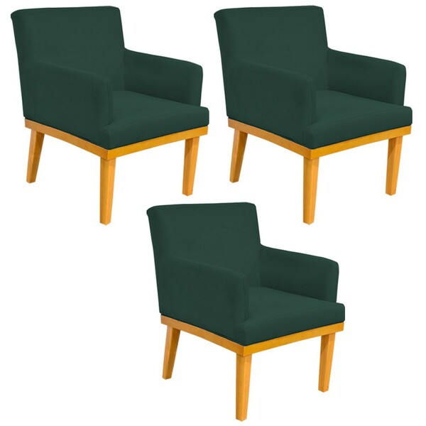 Kit 03 Poltronas Decorativa Para Sala De Estar Base Mel Beatr