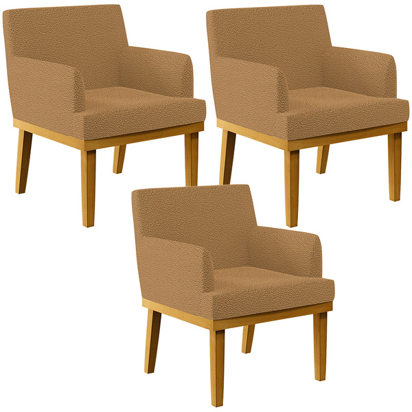 Kit 03 Poltronas Decorativa Para Sala De Estar E Recepção Bea