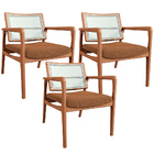 Kit 03 Poltronas Decorativa Para Sala Estar Madeira Tela Sint