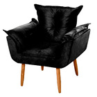 Kit 03 Poltronas Decorativas Francis Pés Palito Suede Preto -