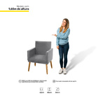 Kit 03 Poltronas Decorativas Lauren Pés Palito Suede Cinza -