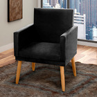 Kit 03 Poltronas Decorativas Lauren Pés Palito Suede Preto -