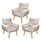 Kit 03 Poltronas Decorativas Modernas Sala E Recepção Monza P