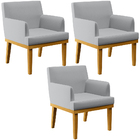 Kit 03 Poltronas Decorativas Para Sala De Estar Base Mel Beat