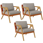 Kit 03 Poltronas Decorativas Para Sala Estar Pietra L02 Courí