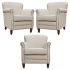 Kit 03 Poltronas Decorativas Sala De Estar Brunei Pés Madeira