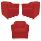 Kit 03 Poltronas Decorativas Tilla Corano Vermelho - Amarena