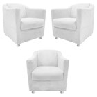 Kit 03 Poltronas Decorativas Tilla Suede Branco - Amarena Móv